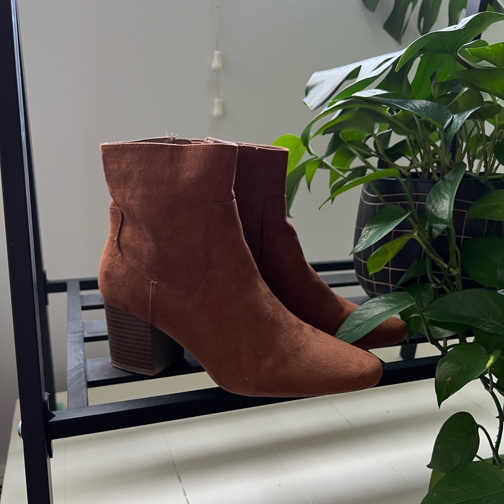 Brown suede ankle boots. Never worn.